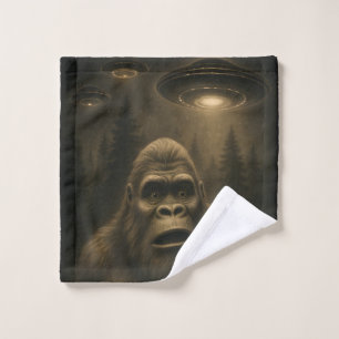 Bigfoot Sasquatch Alien UFO Funny Waschlappen