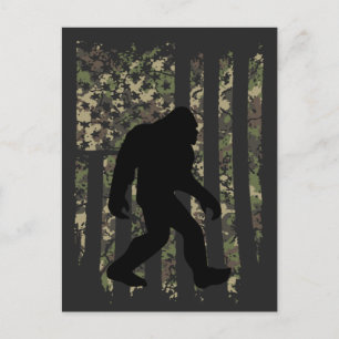 Bigfoot Sasquatch Amerikanische getarnte USA-Flagg Postkarte