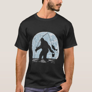 Bigfoot Sasquatch Angeln Mond Lustiger Fischer Ang T-Shirt