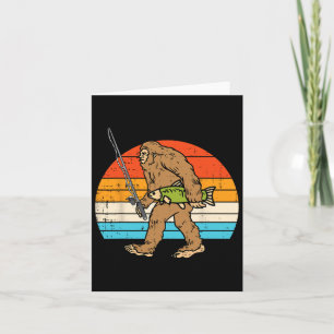 Bigfoot Sasquatch Angeln Retro Angler Männer Fraue Karte