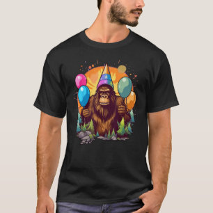 Bigfoot Sasquatch Birthday Hat Balloons Ästhetik T-Shirt