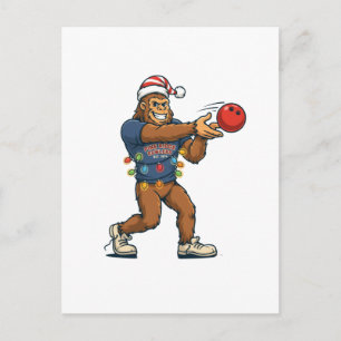 Bigfoot Sasquatch Bowling Lustiger Feiertag Sport Feiertagspostkarte