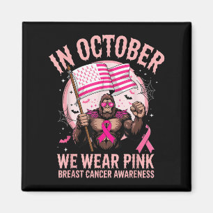 Bigfoot Sasquatch Breast Cancer Awareness Pink Rib Magnet