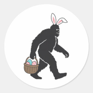 Bigfoot Sasquatch Bunny Ears Carry Ostereier B Runder Aufkleber
