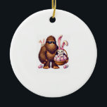 Bigfoot Sasquatch Bunny Easter Eggs Retro Men Boys Keramik Ornament<br><div class="desc">Bigfoot Sasquatch Bunny Easter Eggs Retro Men Boys Kids Cute T-Shirt_1</div>