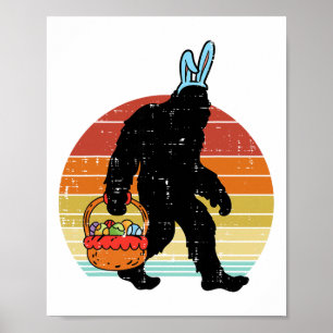 Bigfoot Sasquatch Bunny Ostereier Retro Männer Fra Poster