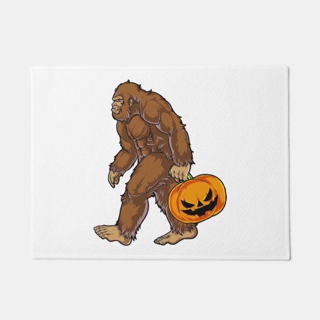 Bigfoot Sasquatch Carry Beängstigend Pumpkin T Shi Fußmatte (Vorderseite)