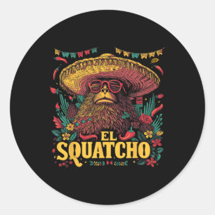 Bigfoot Sasquatch - Cinco De Mayo Mexican Sombrero Runder Aufkleber