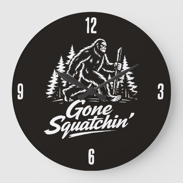 Bigfoot Sasquatch Clock Große Wanduhr (Vorderseite)