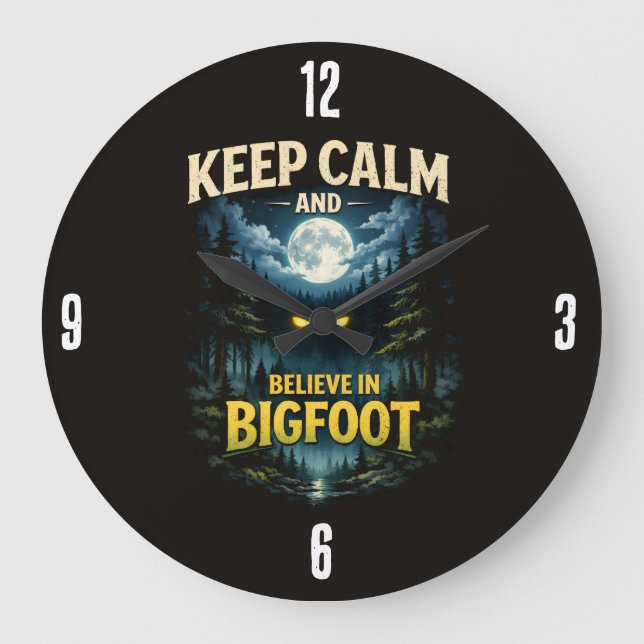 Bigfoot Sasquatch Clock Große Wanduhr (Vorderseite)