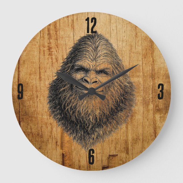 Bigfoot Sasquatch Clock Große Wanduhr (Vorderseite)