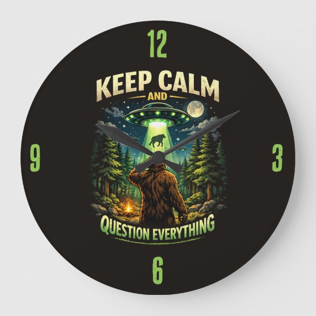 Bigfoot Sasquatch Clock Große Wanduhr (Vorderseite)