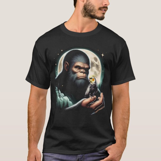 Bigfoot Sasquatch Cockatiel Parrot Bird Eigentümer T-Shirt (Vorderseite)