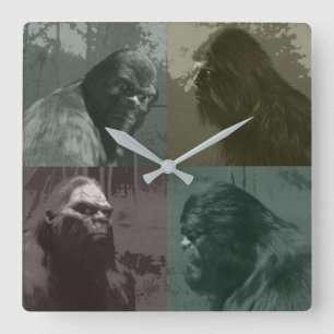 BIGFOOT SASQUATCH COLLAGE CUT-OUT EFFECT QUADRATISCHE WANDUHR