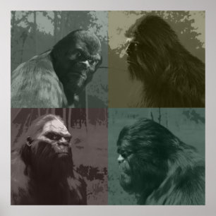 BIGFOOT SASQUATCH COLLAGE CUT-OUT-EFFEKT POSTER
