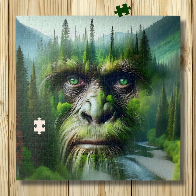 Bigfoot Sasquatch Doppelbelichtung mit Wald Puzzle (Von Creator hochgeladen)