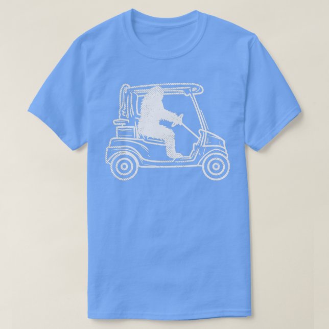 Bigfoot Sasquatch Driving Golf Cart T-Shirt (Design vorne)