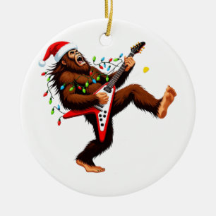 Bigfoot Sasquatch E-Gitarre Weihnachten 2026   Keramik Ornament