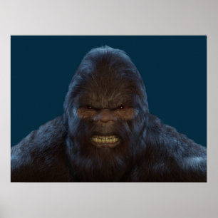 BIGFOOT SASQUATCH FACE PORTRATRATRATION III POSTER