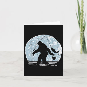 Bigfoot Sasquatch Fishing Moon Funny Fisherman Ang Karte