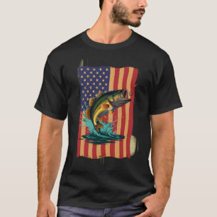 Bigfoot Sasquatch Fliegenfischen American Flag Cam T-Shirt