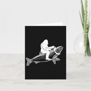 Bigfoot Sasquatch Fly Foreut Fisherman Vint Karte