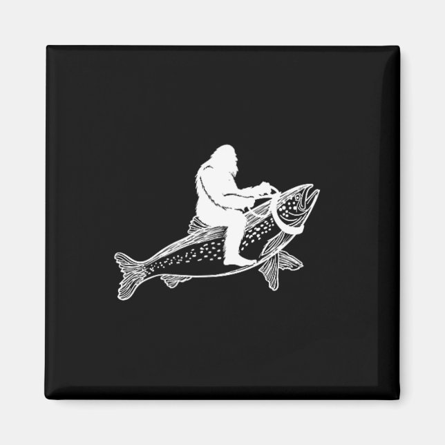 Bigfoot Sasquatch Fly Foreut Fisherman Vint Magnet (Vorne)