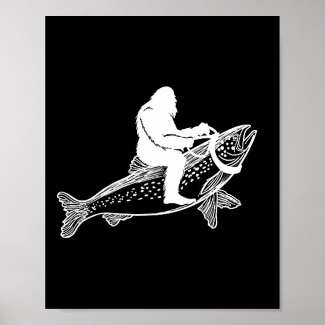 Bigfoot Sasquatch Fly Foreut Fisherman Vint Poster (Vorne)