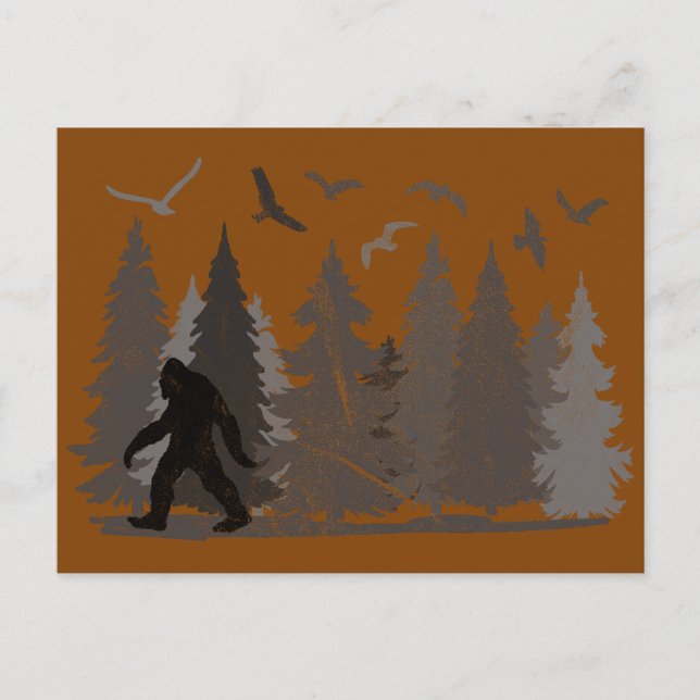 Bigfoot Sasquatch Forest Postkarte (Vorderseite)
