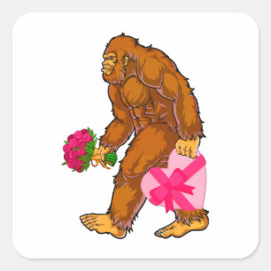 Bigfoot Sasquatch Funny Valentinstag Liebe Quadratischer Aufkleber