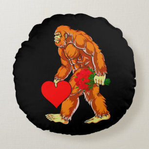 Bigfoot Sasquatch Funny Valentinstag Liebe Rundes Kissen