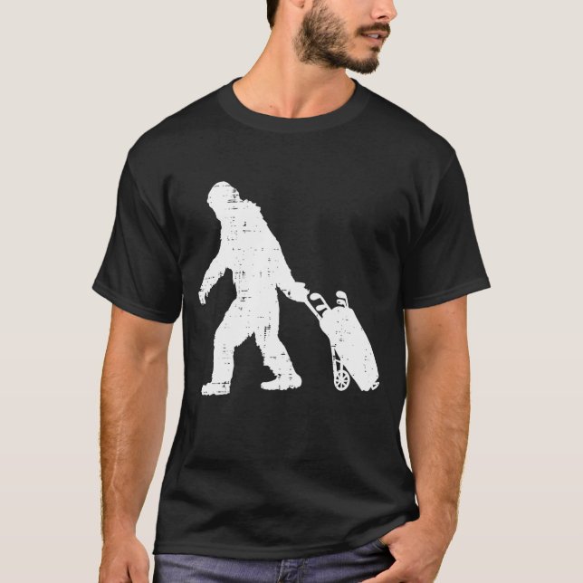 Bigfoot Sasquatch Golf Clubs Funny Golfplatz T-Shirt (Vorderseite)