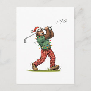 Bigfoot Sasquatch Golf Weihnachten 2026 Feiertag Einladungspostkarte