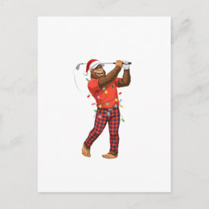 Bigfoot Sasquatch Golf Weihnachten 2026 Feiertags Einladungspostkarte