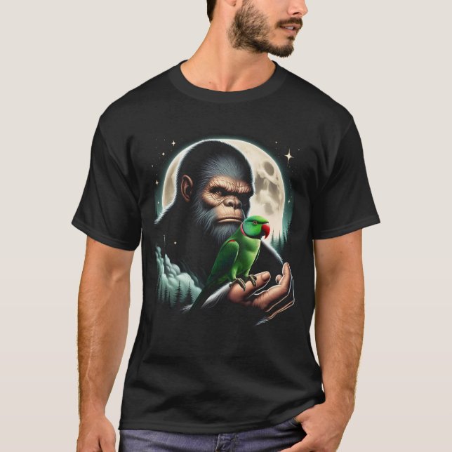 Bigfoot Sasquatch Indian Ringneck Parrot Owner T-Shirt (Vorderseite)