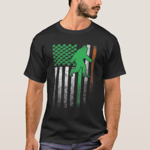 Bigfoot Sasquatch Irish American Flag St Patrick' T-Shirt