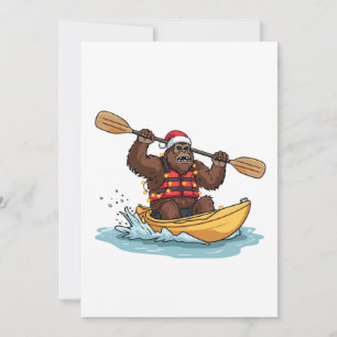 Bigfoot Sasquatch Kayaking Weihnachten Wassersport Karte