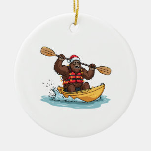 Bigfoot Sasquatch Kayaking Weihnachten Wassersport Keramik Ornament