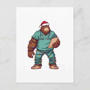 Bigfoot Sasquatch Krankenschwester Weihnachten Ges Postkarte