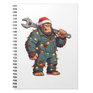 Bigfoot Sasquatch Mechaniker Weihnachten Blaumann Notizblock