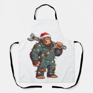 Bigfoot Sasquatch Mechaniker Weihnachten Blaumann Schürze