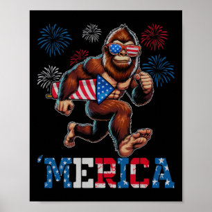 Bigfoot Sasquatch Merica Feuerwerk 4. Juli Pat Poster
