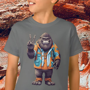 Bigfoot Sasquatch mit Friedenszeichen T-Shirt