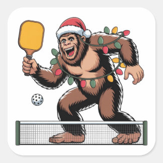 Bigfoot Sasquatch Pickleball Weihnachten 2026 Quadratischer Aufkleber