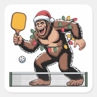 Bigfoot Sasquatch Pickleball Weihnachten 2026 Quadratischer Aufkleber
