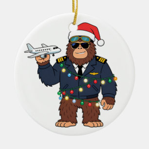 Bigfoot Sasquatch Pilot Weihnachten 2026 Urlaub Keramik Ornament