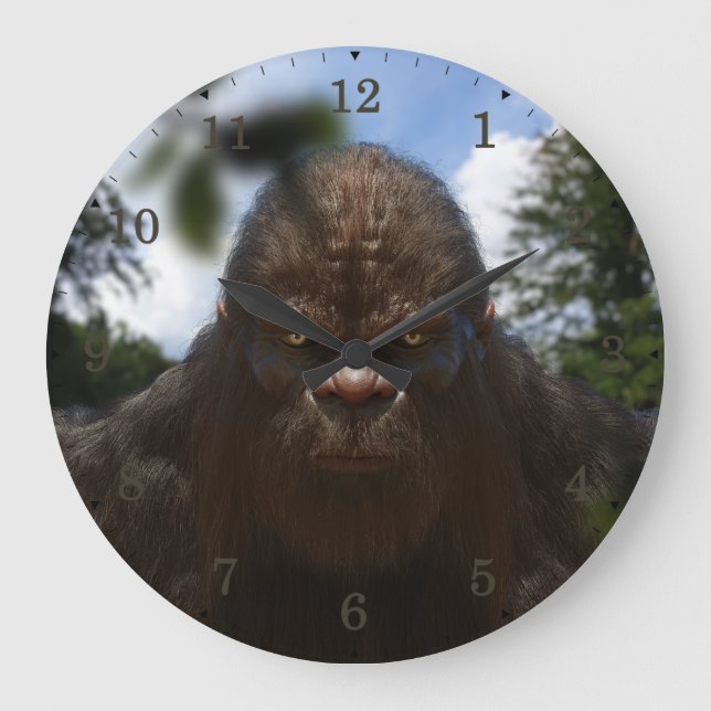 BIGFOOT SASQUATCH-PORTRAGIE  GROßE WANDUHR (Vorderseite)