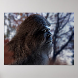 BIGFOOT SASQUATCH PORTRAIN IN PROFILE IN DUSK II POSTER