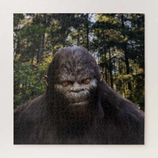 BIGFOOT SASQUATCH PORTRAIT ORANGE AUGEN PUZZLE (Vertikal)