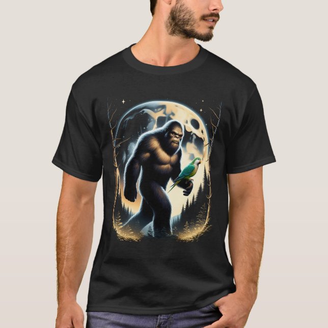 Bigfoot Sasquatch Quaker Parrot Owner Lover Full T-Shirt (Vorderseite)